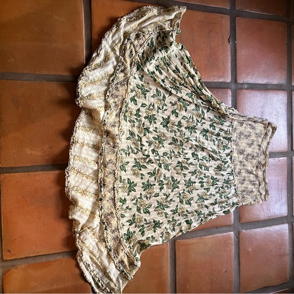 Free People Cream and Green Maxi Skirt - Picture 2 of 8